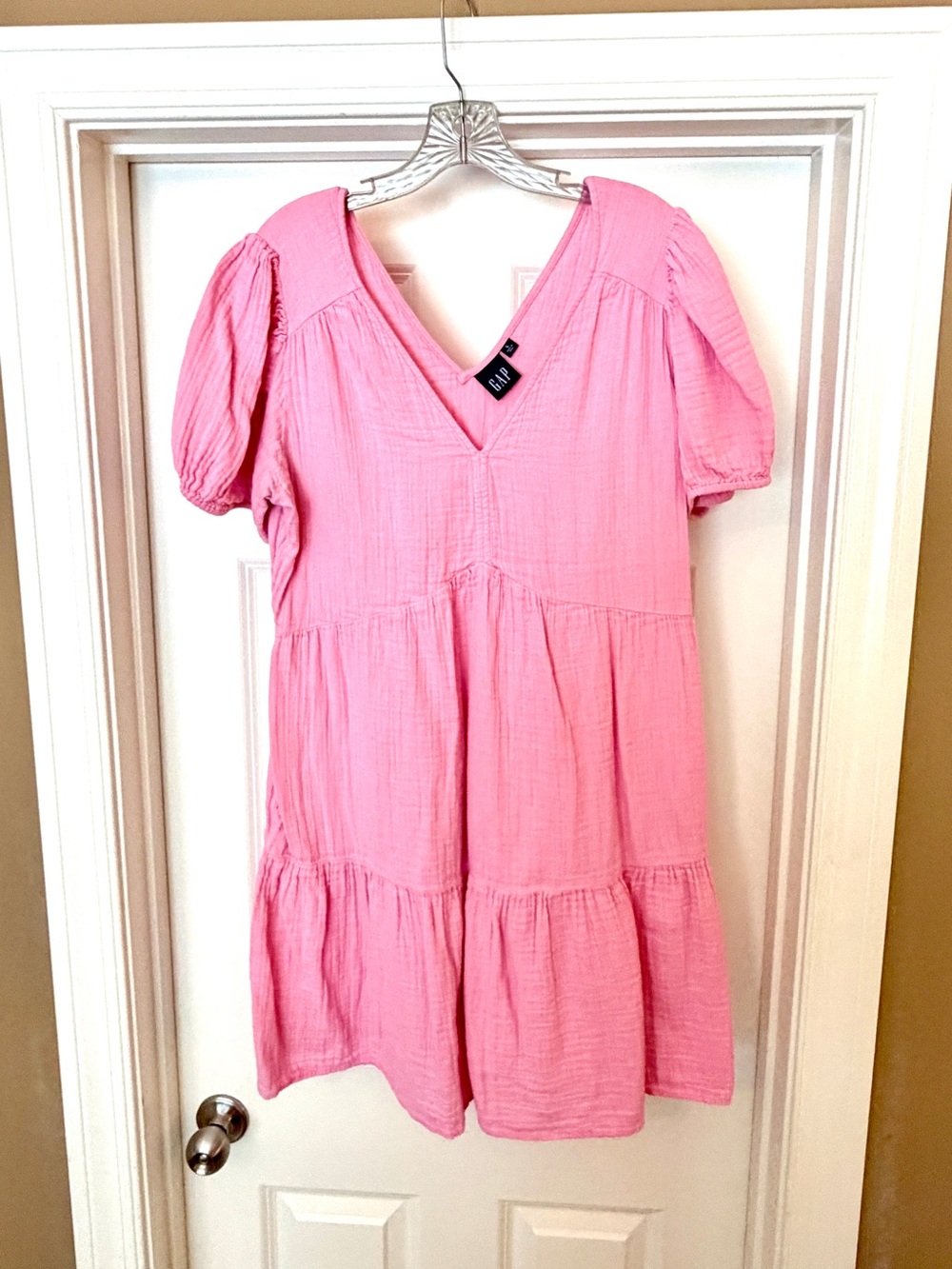 GAP- Pink V-Neck Tiered Dress